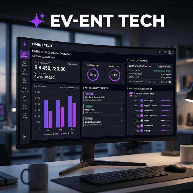 Ev-Ent Tech ERP Dashboard